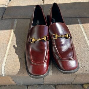 Jeffrey Campbell Burgundy Loafers with Gold Accents